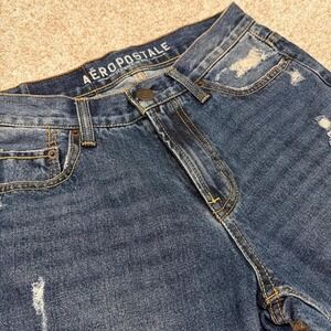 Aeropostale Straight-Leg Distressed Jeans | Dark Wash | Size 28x28